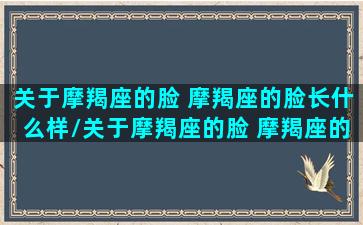 关于摩羯座的脸 摩羯座的脸长什么样/关于摩羯座的脸 摩羯座的脸长什么样-我的网站